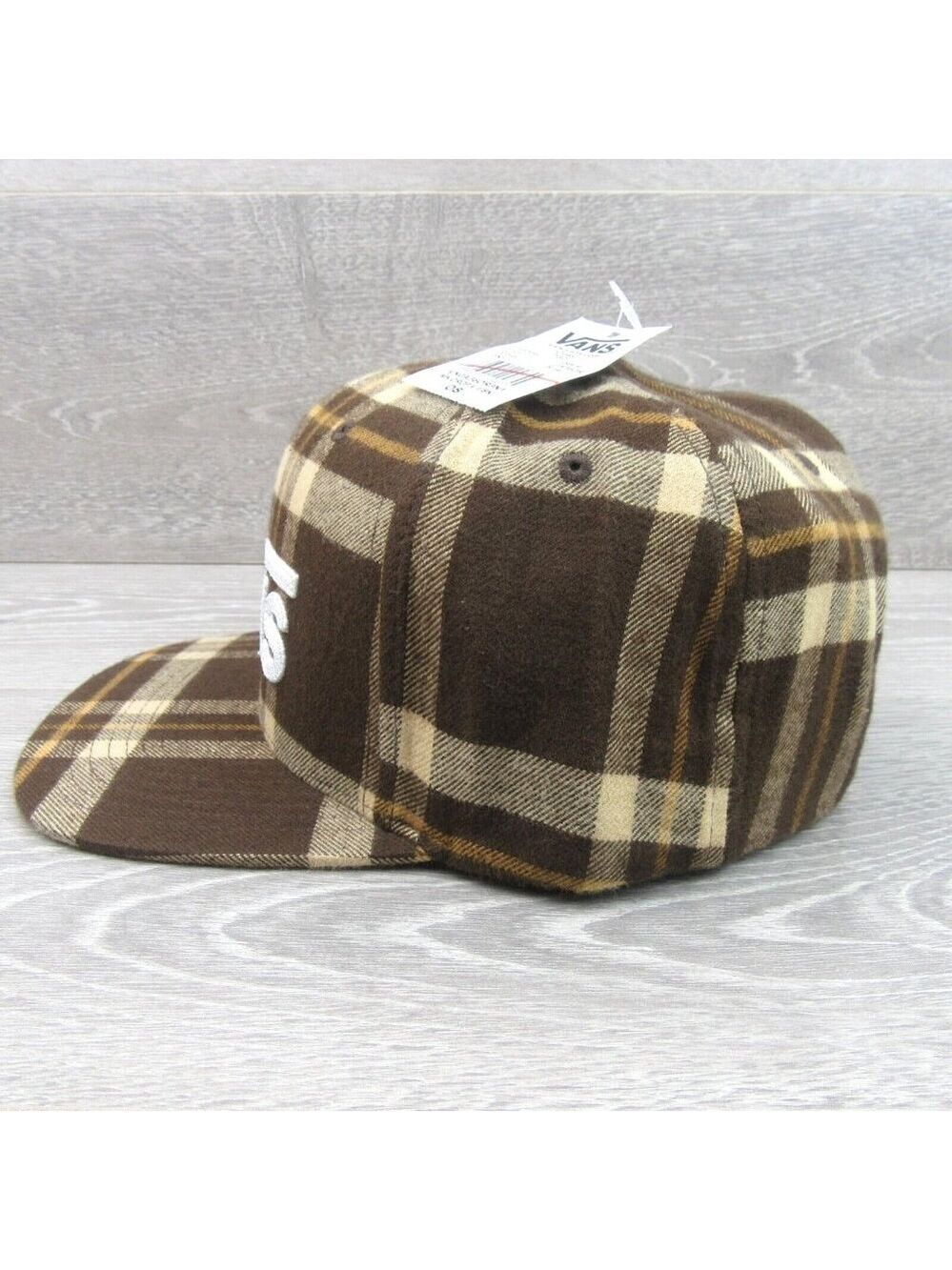 Vans Drop V Brown Plaid Flannel Snapback Hat Cap OS NEW - Picture 9 of 16